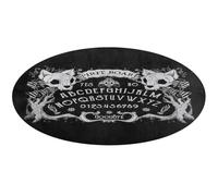 MHYRAC Alfombra redonda pequeña de franela de 60 x 60 cm, diseño de calavera de gato, tablero de bruja, tapete gótico negro, alfombras antideslizantes para dormitorio, sala de estar, decoración