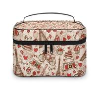 MHYRAC Bolsa de cosméticos, bonita bolsa de maquillaje de hipopótamo, bolsa de aseo de viaje de cuero para mujer, Torre Eiffel de París, 25x18x15cm