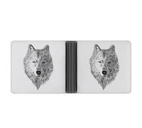 MHYRAC Bolsillo para monedas, bonita cartera de piel de erizo de dibujos animados, cartera delgada de cuero plegable para tarjetas de crédito, Lobo gris, Talla única