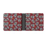 MHYRAC Bolsillo para monedas, cartera de cuero con patrón de camuflaje, cartera delgada de cuero plegable para tarjetas de crédito, Calaveras mexicanas de azúcar, Talla única