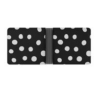 MHYRAC Bolsillo para monedas, cartera pequeña de piel de abeja, monedero delgado de cuero plegable para tarjetas de crédito, negro lunares, Talla única
