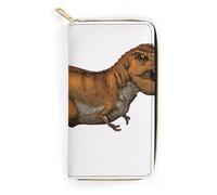 MHYRAC Cartera de cuero, baloncesto, tamaño pequeño y gran capacidad, fácil de llevar, Dinosaurios caminantes, 19.7x10.5cm, Moderno