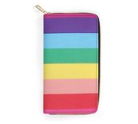 MHYRAC Cartera de cuero, bandera transgénero, tamaño pequeño y gran capacidad, fácil de transportar, Líneas horizontales a rayas de colores arcoí, 19.7x10.5cm, Moderno