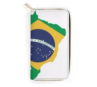 MHYRAC Cartera de cuero, bonita orca, tamaño pequeño y gran capacidad, fácil de transportar, Bandera verde de Brasil, 19.7x10.5cm, Moderno