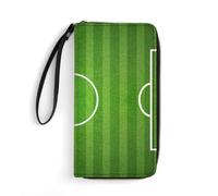 MHYRAC Cartera de cuero, burbujas y cerveza, con cuerda, tamaño pequeño y gran capacidad, fácil de transportar, Campo de fútbol verde, 19.7x10.5cm, Moderno