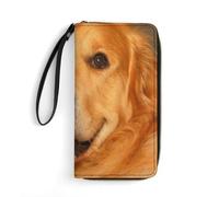MHYRAC Cartera de cuero, calavera de esqueleto Rock and Roll, con cuerda, tamaño pequeño y gran capacidad, fácil de transportar, Golden Retriever Dog, 19.7x10.5cm, Moderno