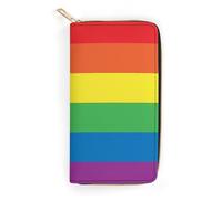 MHYRAC Cartera de cuero, campo de golf, tamaño pequeño y gran capacidad, fácil de transportar, Rainbow Peace Love, 19.7x10.5cm, Moderno