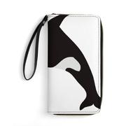 MHYRAC Cartera de cuero, cangrejo rojo, con cuerda, tamaño pequeño y gran capacidad, fácil de transportar, Patrón de ballena asesina, 19.7x10.5cm, Moderno