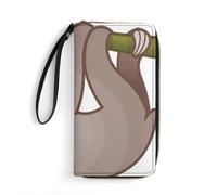 MHYRAC Cartera de cuero, color rosa rubor con purpurina, con cuerda, tamaño pequeño y gran capacidad, fácil de transportar, 111Cute Sloth, 19.7x10.5cm, Moderno