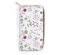 MHYRAC Cartera de cuero, color rosa rubor y oro rosa con purpurina, tamaño pequeño y gran capacidad, fácil de transportar, Patrón de experimento de química, 19.7x10.5cm, Moderno