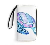 MHYRAC Cartera de cuero, dinosaurio negro, con cuerda, tamaño pequeño y gran capacidad, fácil de transportar, Tortuga marina acuarela, 19.7x10.5cm, Moderno