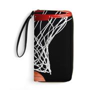 MHYRAC Cartera de cuero, dinosaurio negro, con cuerda, tamaño pequeño y gran capacidad, fácil de transportar, Basketball, 19.7x10.5cm, Moderno