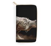 MHYRAC Cartera de cuero, divertida calavera de esqueleto Rock and Roll, tamaño pequeño y gran capacidad, fácil de transportar, Dinosaurio Rex Tyrannosaurus, 19.7x10.5cm, Moderno