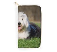 MHYRAC Cartera de cuero, E7e30e511f1088d2ae7f60a3068632af, tamaño pequeño y gran capacidad, fácil de transportar, Perro pastor inglés antiguo, 19.7x10.5cm, Moderno