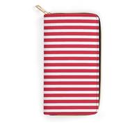 MHYRAC Cartera de cuero, E7e30e511f1088d2ae7f60a3068632af, tamaño pequeño y gran capacidad, fácil de transportar, Patrón de rayas rojas, 19.7x10.5cm, Moderno