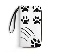 MHYRAC Cartera de cuero, escamas de pez arcoíris, con cuerda, tamaño pequeño y gran capacidad, fácil de transportar, Estampado de huellas de animales., 19.7x10.5cm, Moderno