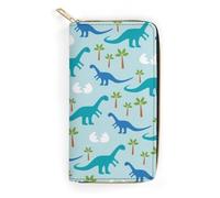 MHYRAC Cartera de cuero, flores de cerezo, tamaño pequeño y gran capacidad, fácil de transportar, Bonitos dinosaurios de anime, 19.7x10.5cm, Moderno