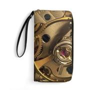 MHYRAC Cartera de cuero, globo de aire caliente colorido, con cuerda, tamaño pequeño y gran capacidad, fácil de transportar, Engranajes Steampunk geniales, 19.7x10.5cm, Moderno