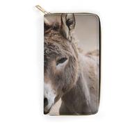 MHYRAC Cartera de cuero, mandala de gato tailandés siamés, tamaño pequeño y gran capacidad, fácil de transportar, Donkey Cute, 19.7x10.5cm, Moderno