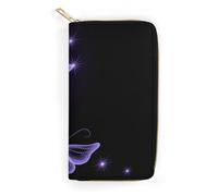 MHYRAC Cartera de cuero, pata de bulldog francés y perro, tamaño pequeño y gran capacidad, fácil de transportar, Mariposa Púrpura, 19.7x10.5cm, Moderno