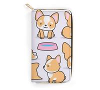 MHYRAC Cartera de cuero, pata de bulldog francés y perro, tamaño pequeño y gran capacidad, fácil de transportar, Funny Corgi, 19.7x10.5cm, Moderno