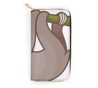 MHYRAC Cartera de cuero, piel de cocodrilo, tamaño pequeño y gran capacidad, fácil de transportar, 111Cute Sloth, 19.7x10.5cm, Moderno