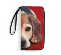 MHYRAC Cartera de cuero, pollo colorido extraño, con cuerda, tamaño pequeño y gran capacidad, fácil de transportar, Perro Beagle, 19.7x10.5cm, Moderno