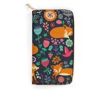 MHYRAC Cartera de cuero, pollo colorido extraño, tamaño pequeño y gran capacidad, fácil de transportar, Lindo zorro floral, 19.7x10.5cm, Moderno