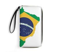 MHYRAC Cartera de piel, orca de orcas con cuerda, tamaño pequeño y gran capacidad, fácil de transportar, Bandera verde de Brasil, 19.7x10.5cm, Moderno