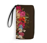 MHYRAC Cartera de piel, Poppy-1525814_640, con cuerda, tamaño pequeño y gran capacidad, fácil de transportar, Día de los Muertos, 19.7x10.5cm, Moderno