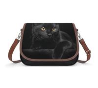 MHYRAC Cavalier King Charles Spaniel - Bolso bandolera de cuero para mujer, para viajes, trabajo, uso diario, Patrón de gato negro, Talla única
