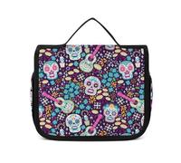 MHYRAC Neceser colgante con diseño de arco iris, paz y amor, bolsa de maquillaje para viajes, negocios, vacaciones, Día de Muertos mexicano, 22.5x18.5cm