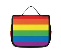 MHYRAC Neceser colgante con diseño de arco iris, paz y amor, bolsa de maquillaje para viajes, negocios, vacaciones, Rainbow Peace Love, 22.5x18.5cm