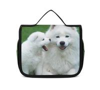 MHYRAC Neceser colgante con diseño de arco iris, paz y amor, bolsa de maquillaje para viajes, negocios, vacaciones, Perro samoyedo, 22.5x18.5cm