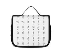 MHYRAC Neceser colgante con diseño de plátano mono, bolsa de maquillaje para viajes, negocios, vacaciones, Alfabeto en lenguaje de señ, 22.5x18.5cm