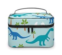 MHYRAC Neceser de viaje de piel con diseño de pingüino para mujer, Bonitos dinosaurios de anime, 25x18x15cm