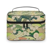 MHYRAC Neceser de viaje de piel para mujer, bonito bolso de maquillaje de perezoso de la selva tropical, Patrón japonés, 25x18x15cm