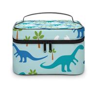 MHYRAC Neceser de viaje de piel para mujer, diseño de arcoíris colorido, Bonitos dinosaurios de anime, 25x18x15cm