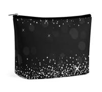 MHYRAC Neceser portátil con cremallera para uso diario, viaje, Brillo plateado brillante, Talla única