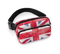 MHYRAC Riñonera ajustable con textura de pared de ladrillo rojo para correr, caminar, senderismo, Bandera británica vintage de Reino Unido, 20x13cm