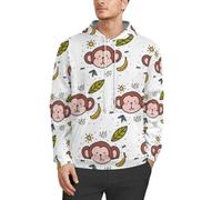 MHYRAC Sudadera con capucha para hombre, diseño de jirafa, con estampado de animales, linda cacatúa, manga larga, informal, con bolsillos, Patrón de mono, plátano, M