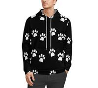 MHYRAC Sudadera con capucha para hombre, diseño de jirafa, con estampado de animales, manga larga, informal, con bolsillos, Huellas de perro, XXL