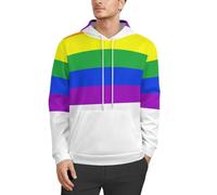 MHYRAC Sudaderas con capucha para hombre, diseño de perro salchicha de Navidad, con capucha de manga larga, informal, con bolsillos, Bandera del arco iris, M