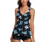 MHYRAC Trajes de baño para mujer, tankini Alien para mujer con pantalones cortos, trajes de baño para surf, buceo, Manta Ray and Fish, 6XL