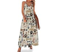 MHYRAC Vestido largo de verano para mujer, vestido de verano con bandera arcoíris, cuello en V, tirantes delgados, vestido de playa, Huesos de perro con huesos, 3XL Alto