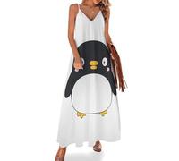 MHYRAC Vestido largo de verano para mujer, vestido de verano con cuello en V, tirantes delgados, vestido de playa, Bonito pingüino., 5XL Alto
