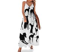 MHYRAC Vestido largo de verano para mujer, vestido de verano de la Torre Eiffel de París, cuello en V, tirantes delgados, vestido de, Perro galgo italiano, L Alto