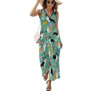 MHYRAC Vestido sin mangas, vestido de águila de la bandera de Alemania, vestido de verano con cuello en V, vestido largo casual para, Lindo Corgi, 4XL