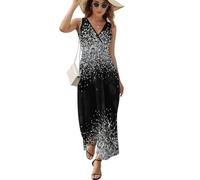MHYRAC Vestido sin mangas, vestido de águila de la bandera de Alemania, vestido de verano con cuello en V, vestido largo casual para, Brillo plateado brillante, 5XL