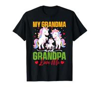 Mi Abuela y mi Abuelo me adoran Feliz Día de los Abuelos, Unicornio Camiseta